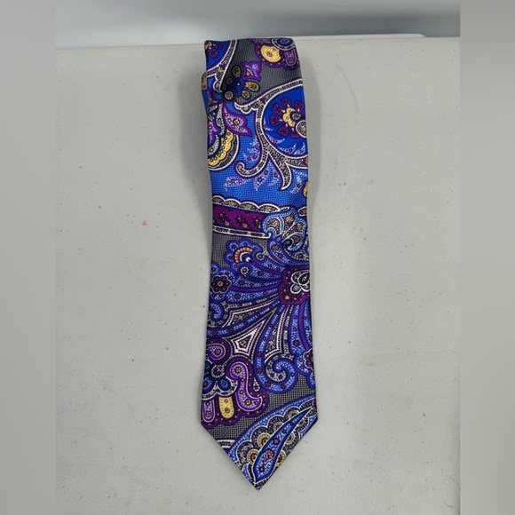DAVID DONAHUE Men's 100% Silk Necktie USA Luxury FLORAL Multi NWT - Picture 1 of 4